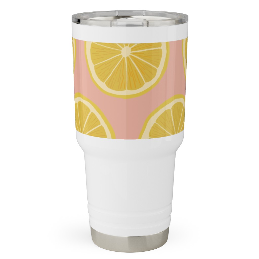 Lemon - Pink Travel Tumbler, 30oz, Pink