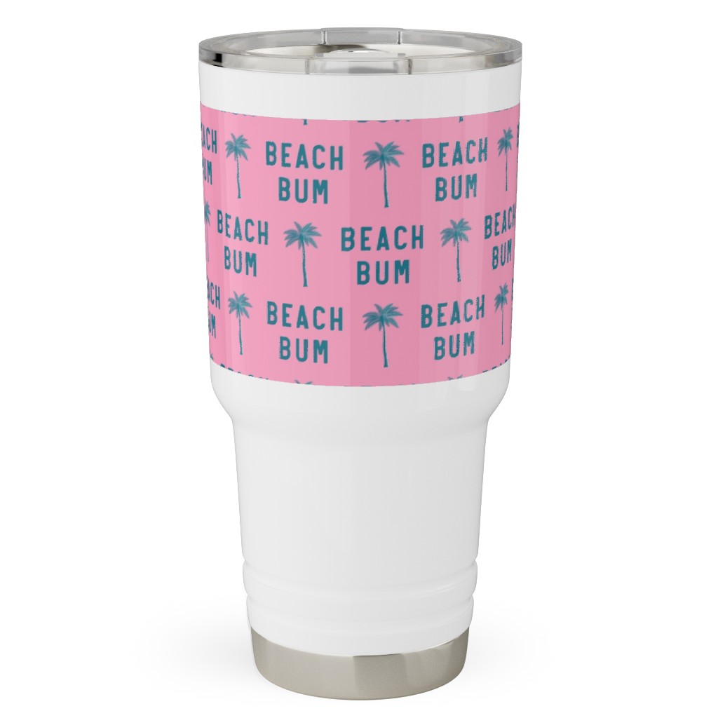 Beach Bum - Teal on Pink Travel Tumbler, 30oz, Pink, Bright Pink