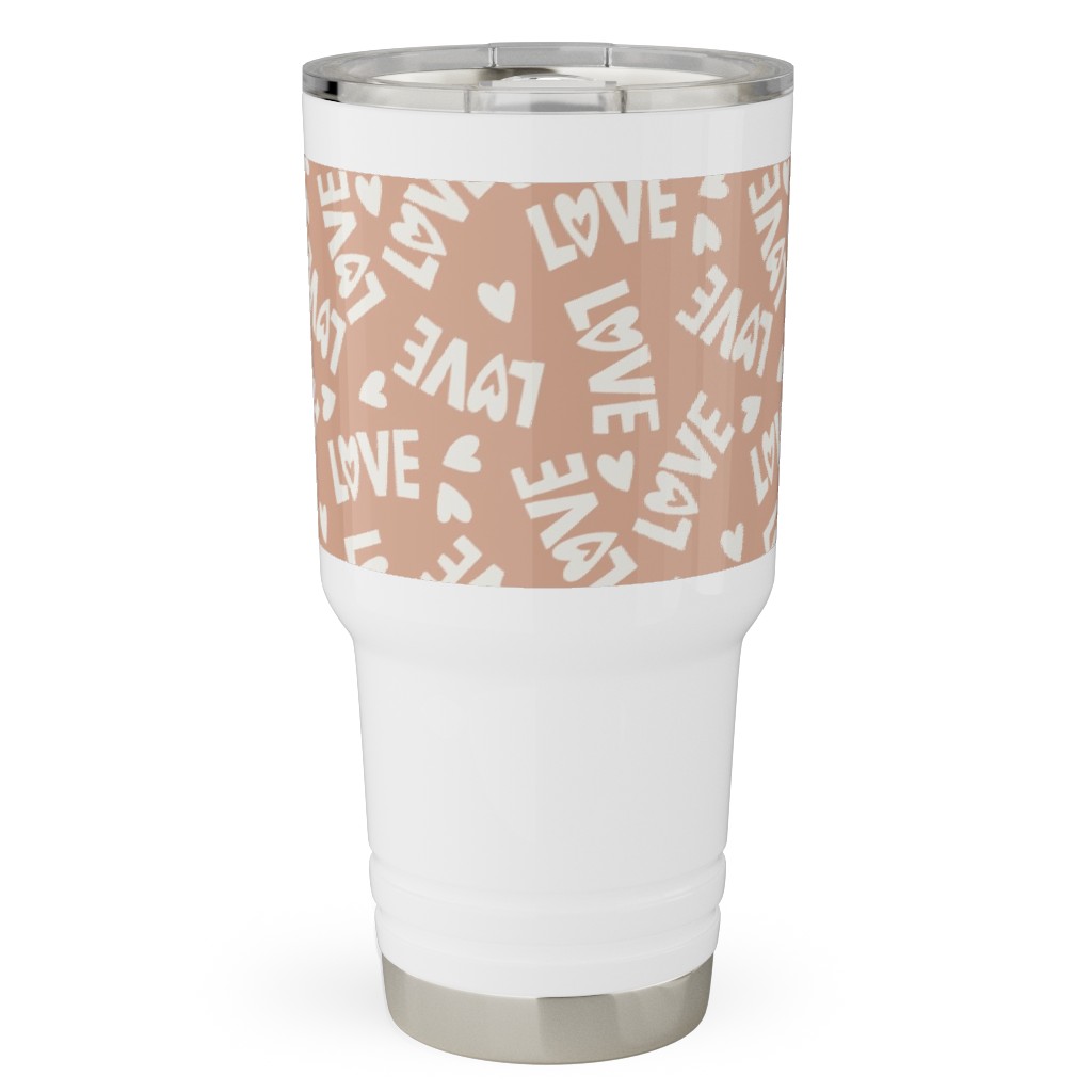 Retro Love - Muted Pink Travel Tumbler, 30oz, Pink, Bright Pink