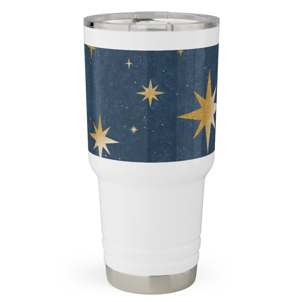 Art Deco Starbursts - Blue Travel Tumbler, 30oz, Blue