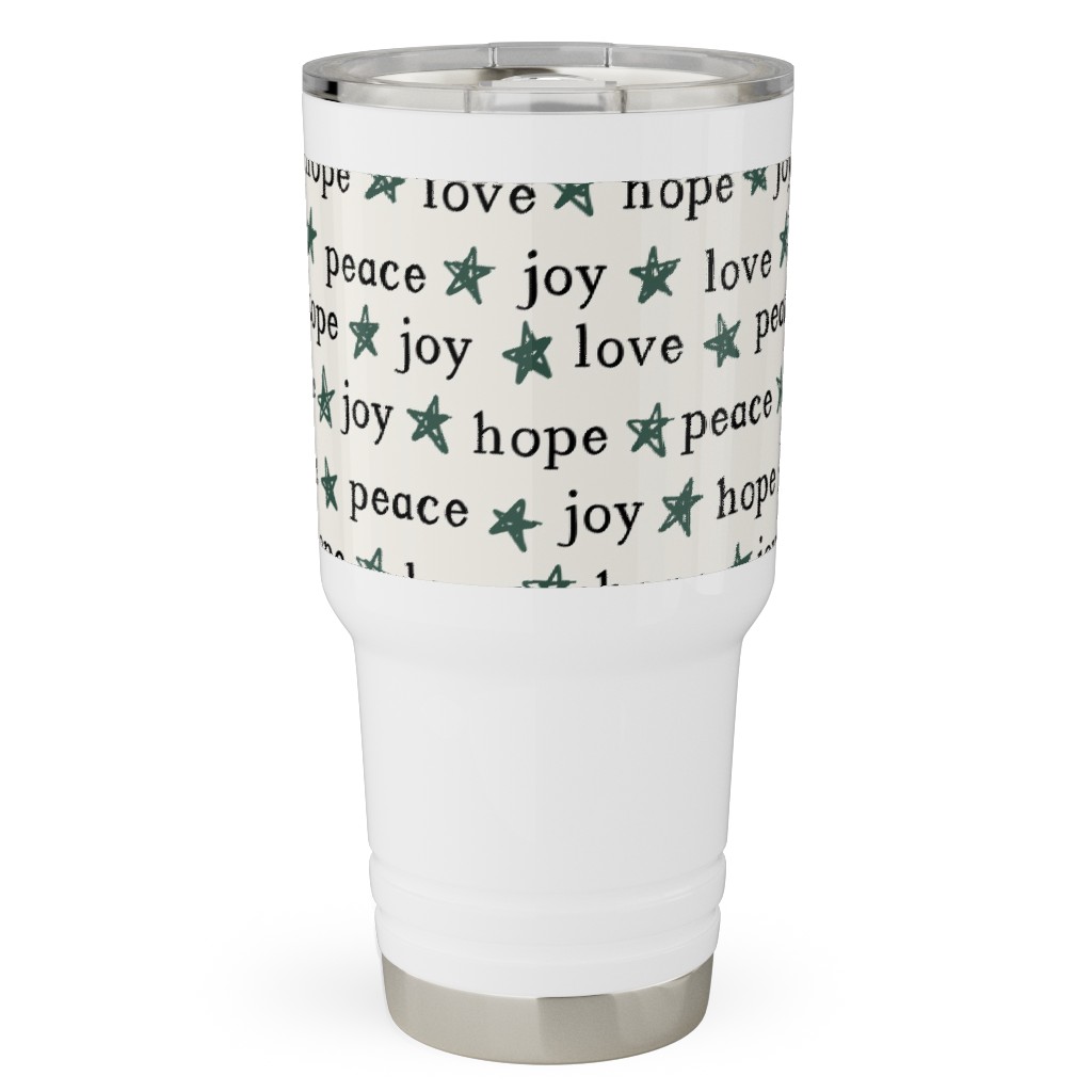 Peace Love Hope Joy - Beige Travel Tumbler, 30oz, Beige