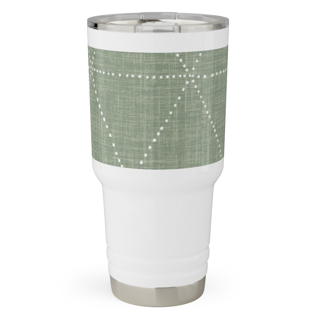 Boho Triangles - Sage Travel Tumbler, 30oz, Green, Classic Green