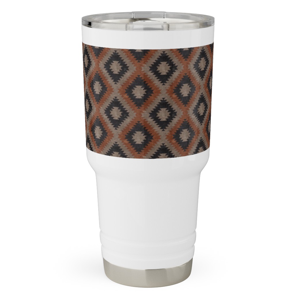 Aztec Travel Tumbler, 30oz, Brown, Taupe