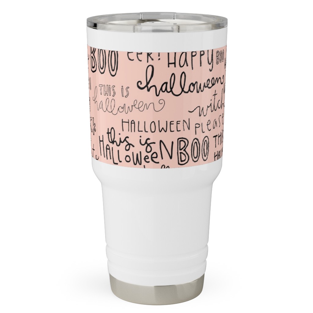 Halloween Words - Black Travel Tumbler, 30oz, Pink, Bright Pink