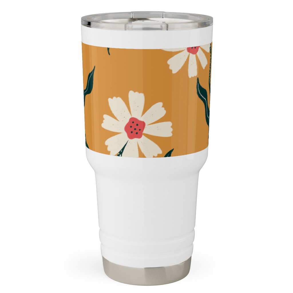 Flower Power - Orange Travel Tumbler, 30oz, Yellow, Classic Yellow