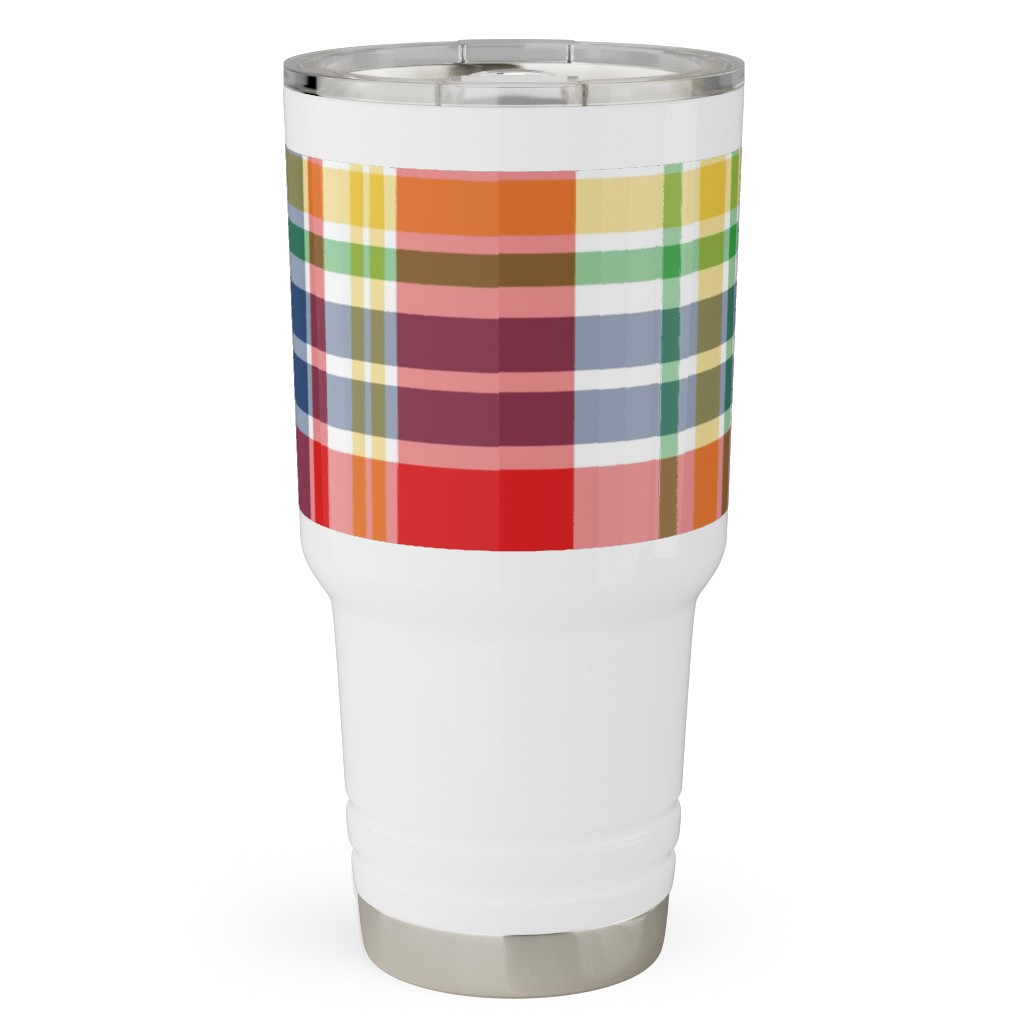 Plaid - Multi Bright Travel Tumbler, 30oz, Multicolor