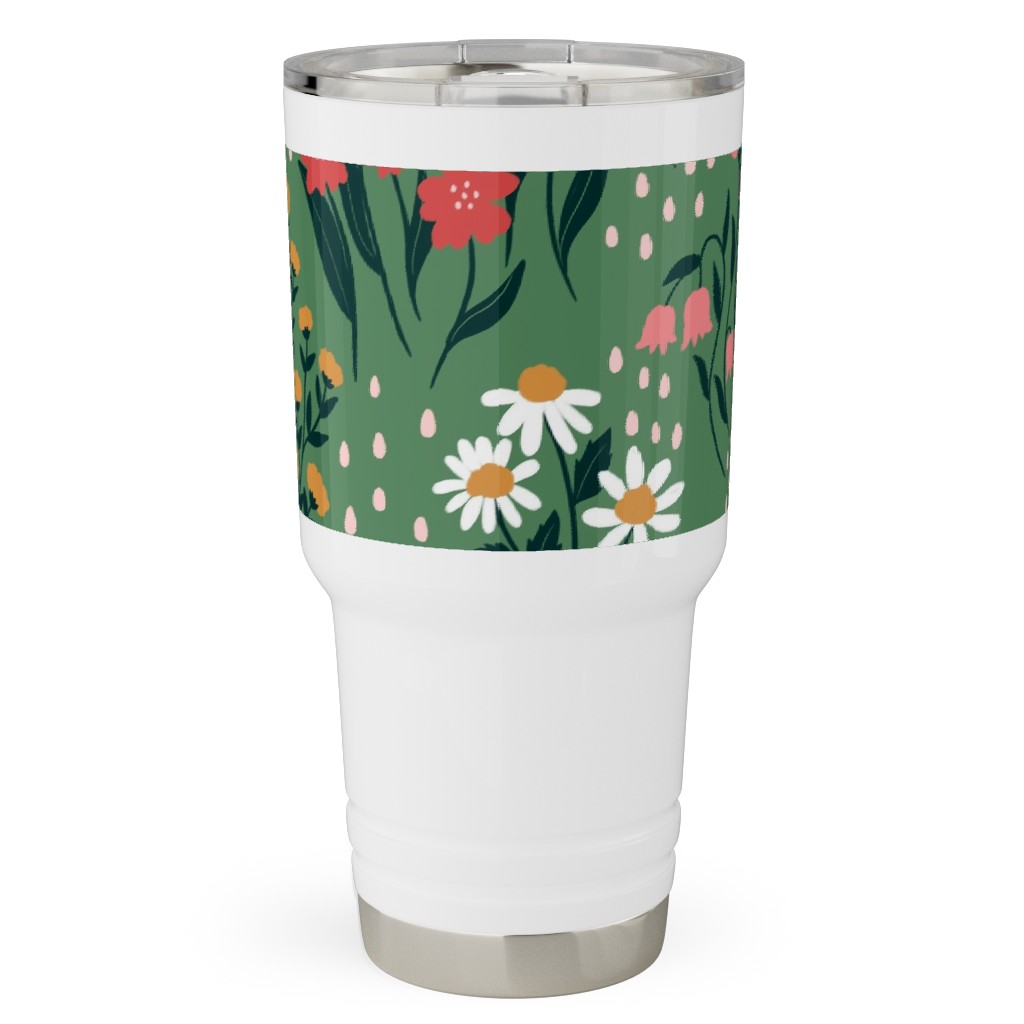 Flowerbed Travel Tumbler, 30oz, Green