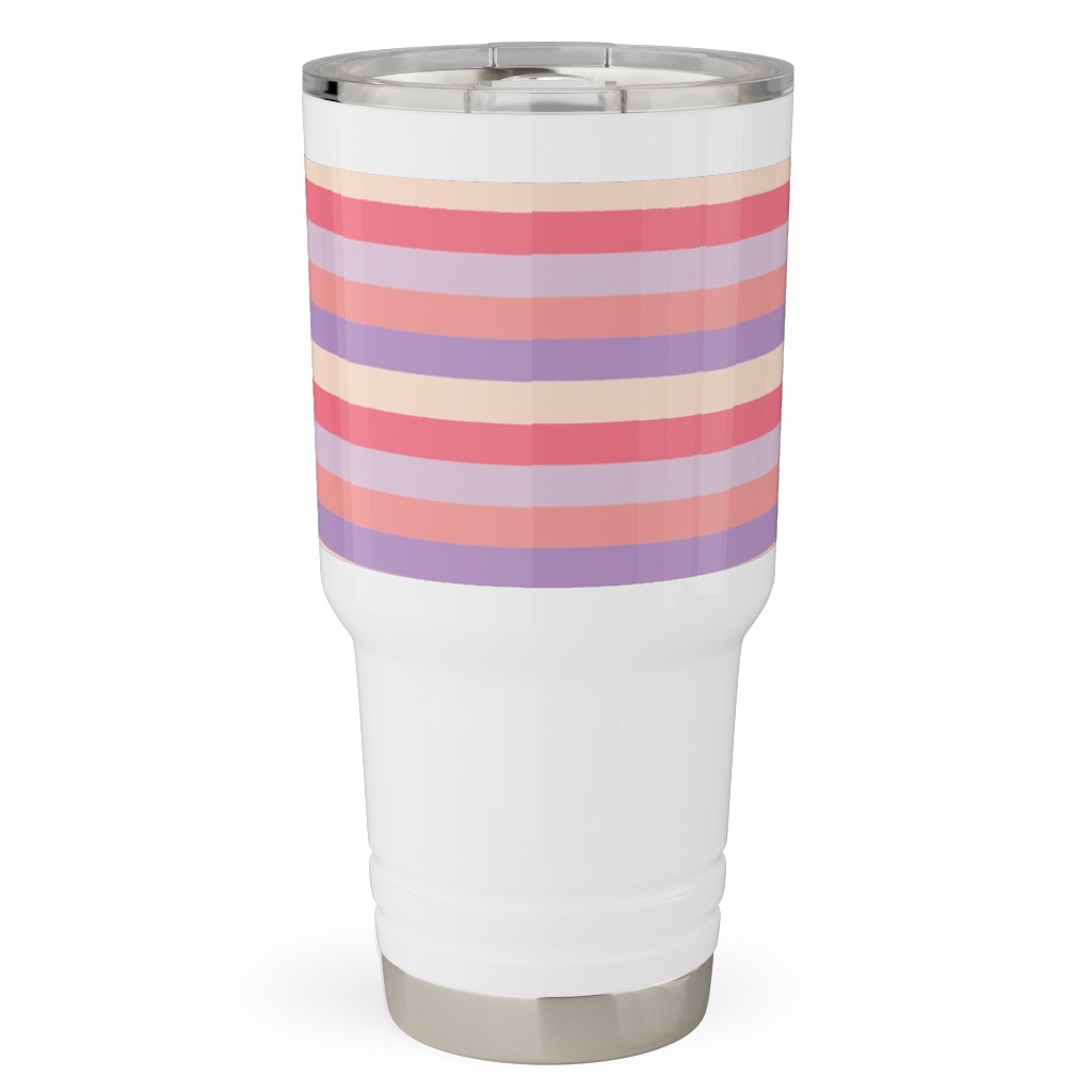 Lavender and Pink Stripe Travel Tumbler, 30oz, Multicolor