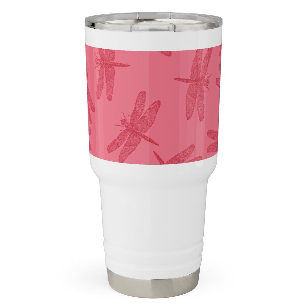 Vintage Dragonfly - Pink Travel Tumbler, 30oz, Pink