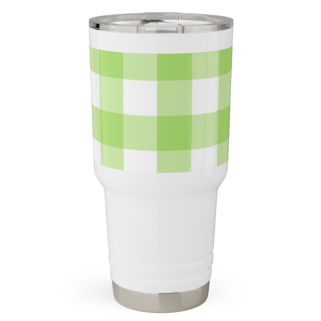 Gingham Checks Travel Tumbler, 30oz, Green