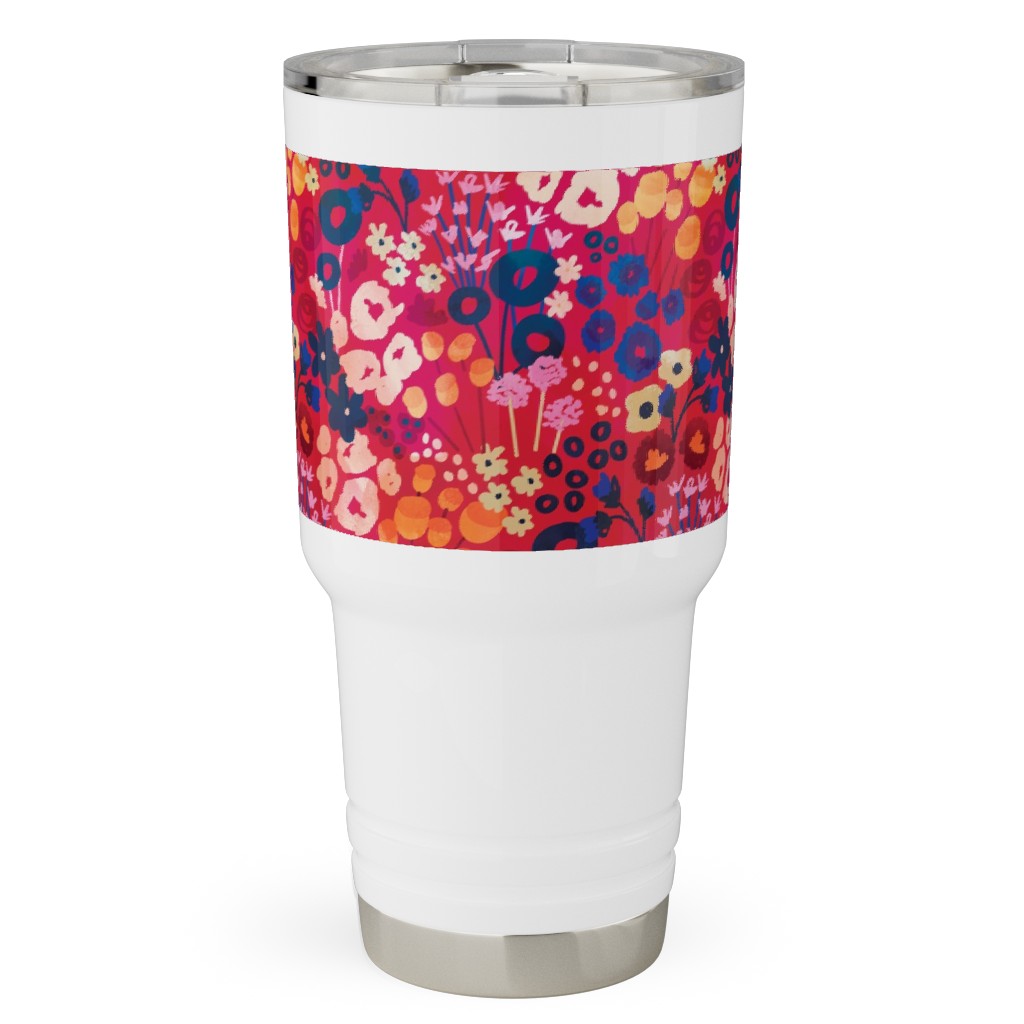 Modern Retro Floral - Multi Travel Tumbler, 30oz, Multicolor