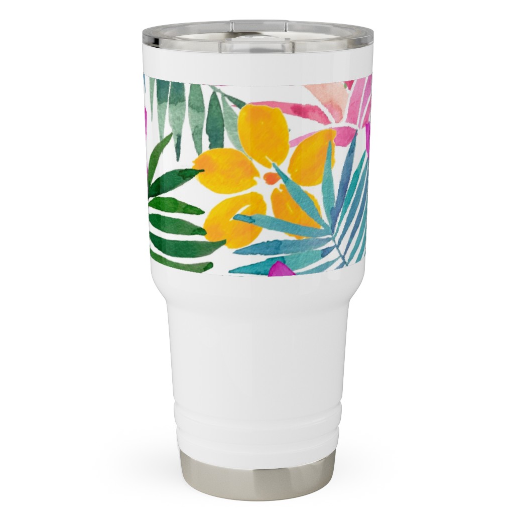 Watercolor Tropical Vibes - Multi Travel Tumbler, 30oz, Multicolor