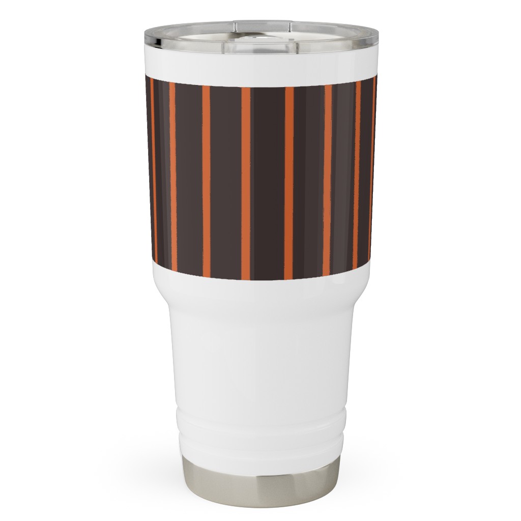 Halloween Stripes Travel Tumbler, 30oz, Black