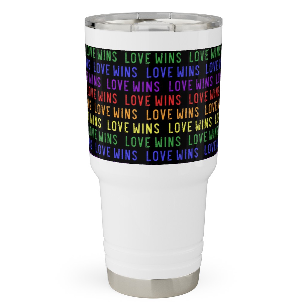 Love Wins Rainbow Travel Tumbler, 30oz, Multicolor, Black