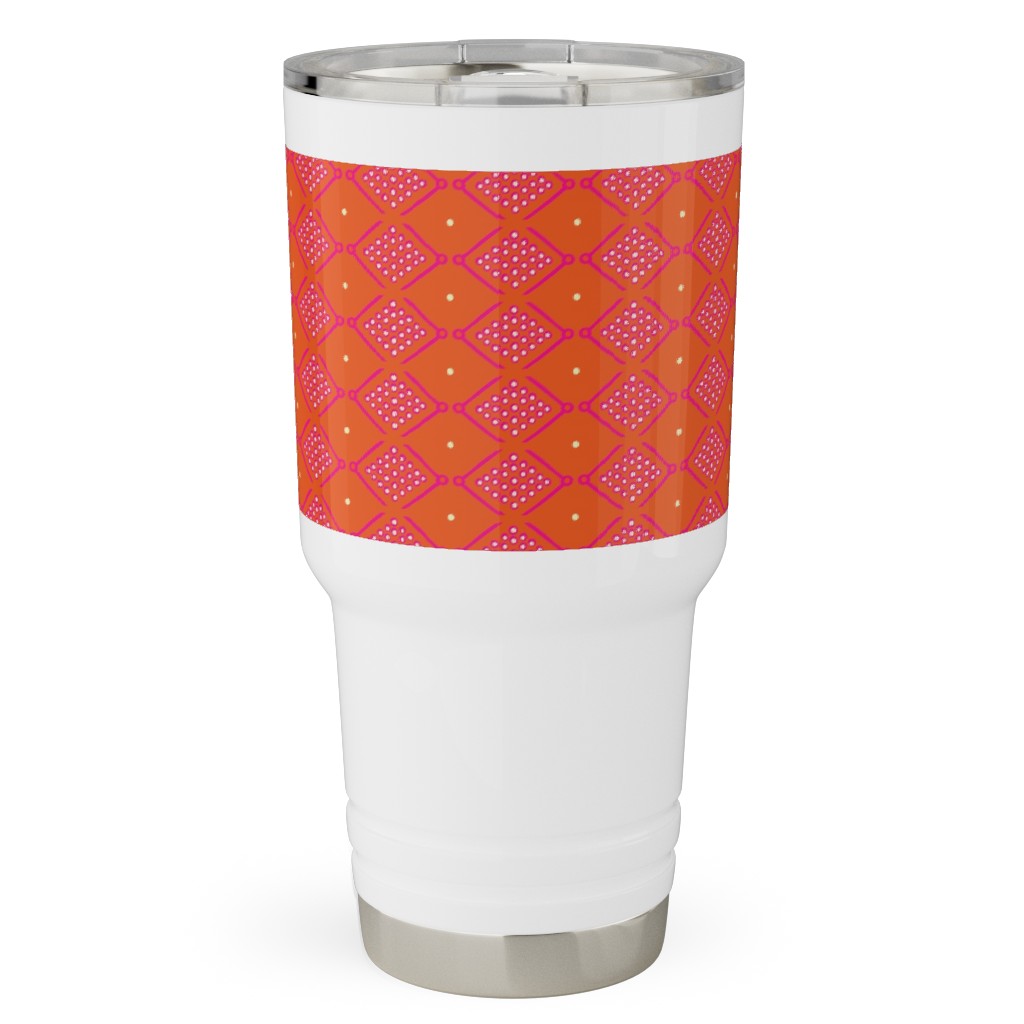 Tribal Geometric - Orange Travel Tumbler, 30oz, Orange