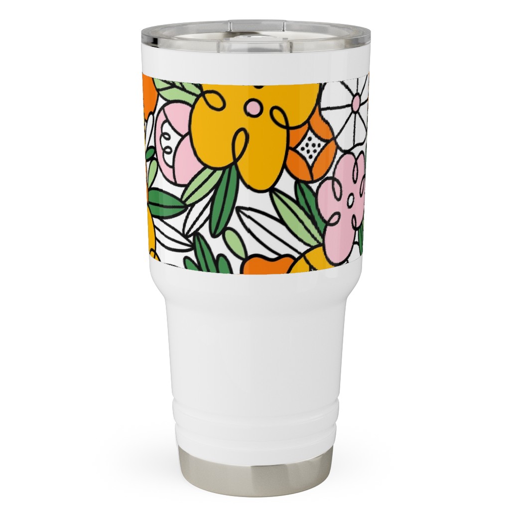 Crazy Wild Floral Pattern - Multi Travel Tumbler, 30oz, Multicolor