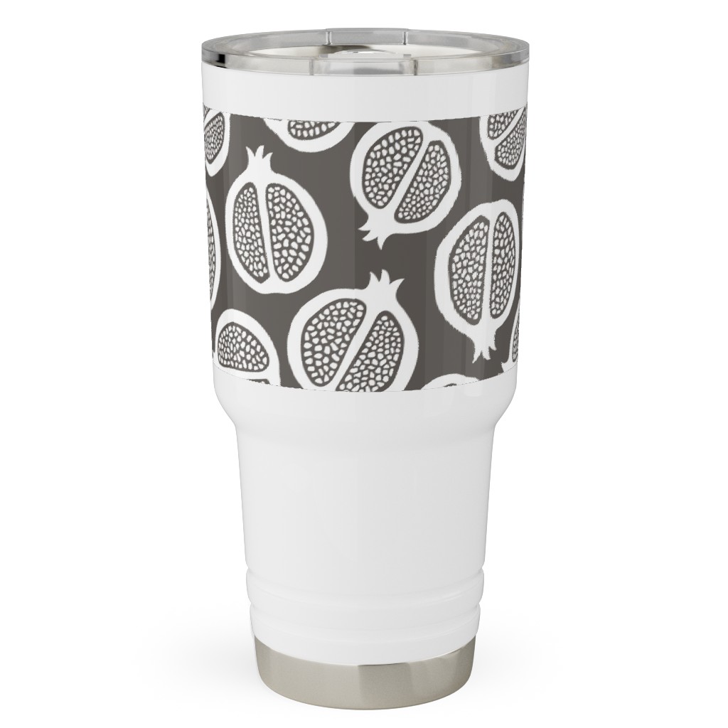 Pomegranate - Black & White Travel Tumbler, 30oz, Gray
