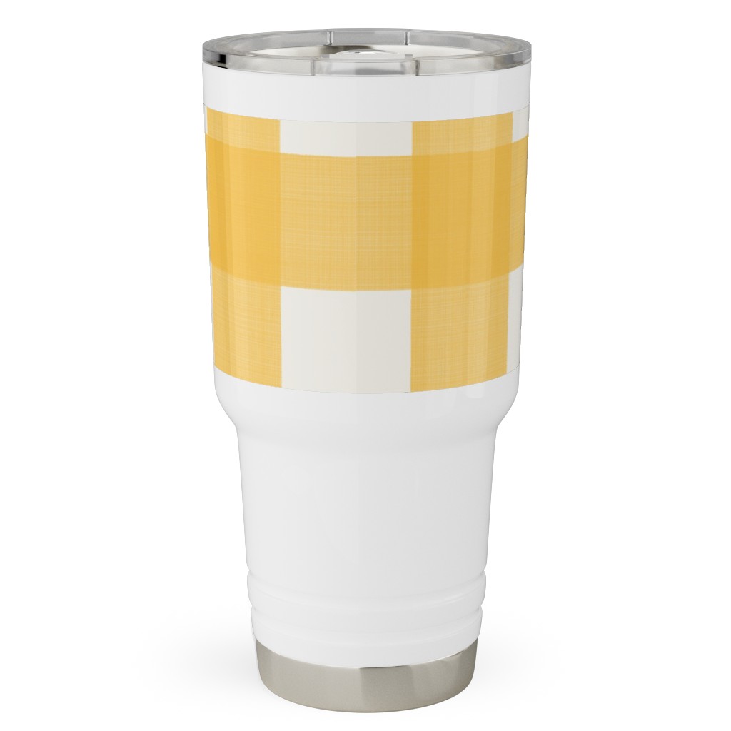 Cross Hatch Plaid Travel Tumbler, 30oz, Orange, Mango