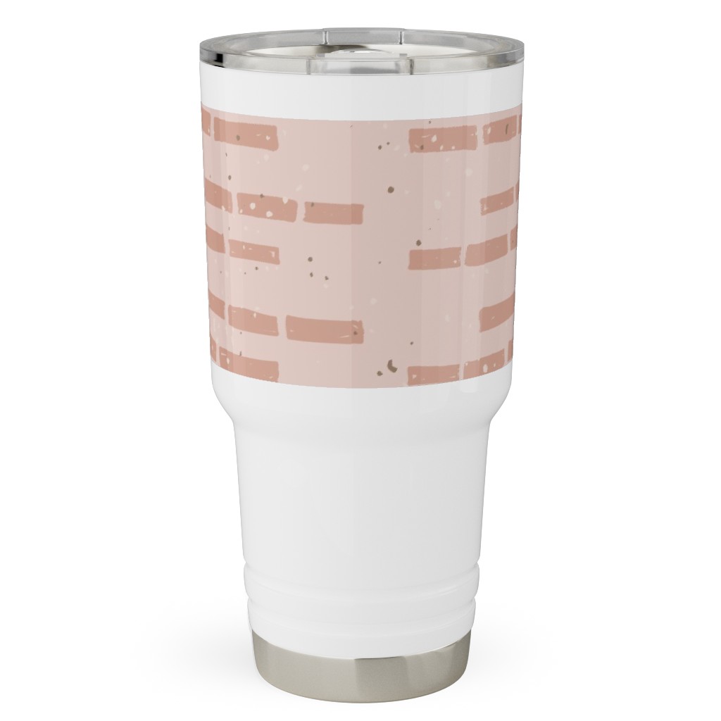 Boho Tribal Dashed Geometric - Pink Travel Tumbler, 30oz, Pink, Bright Pink