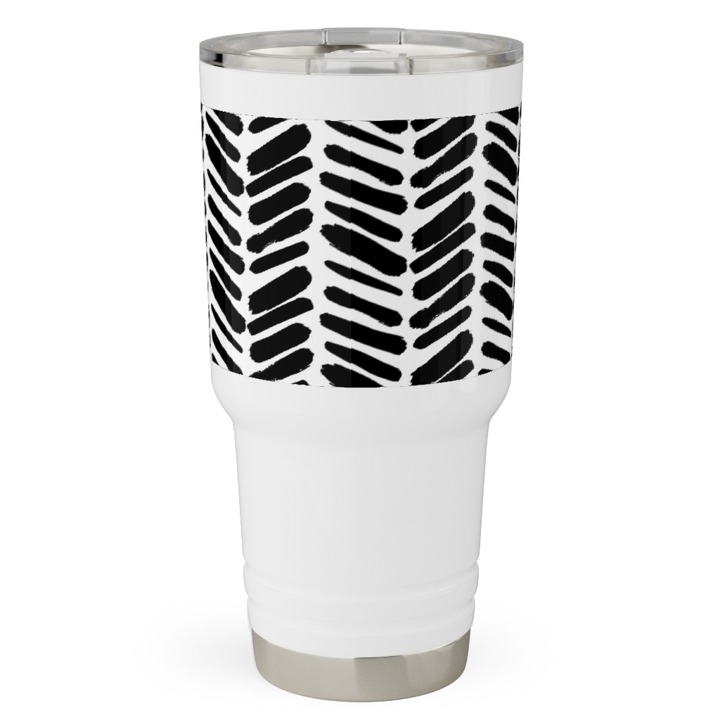 Brushstroke Chevrons Travel Tumbler, 30oz, Black, Black