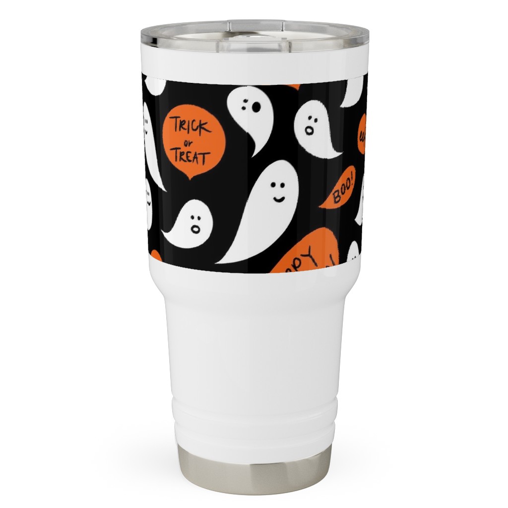 Halloween Ghosts Happy Halloween Travel Tumbler, 30oz, Black