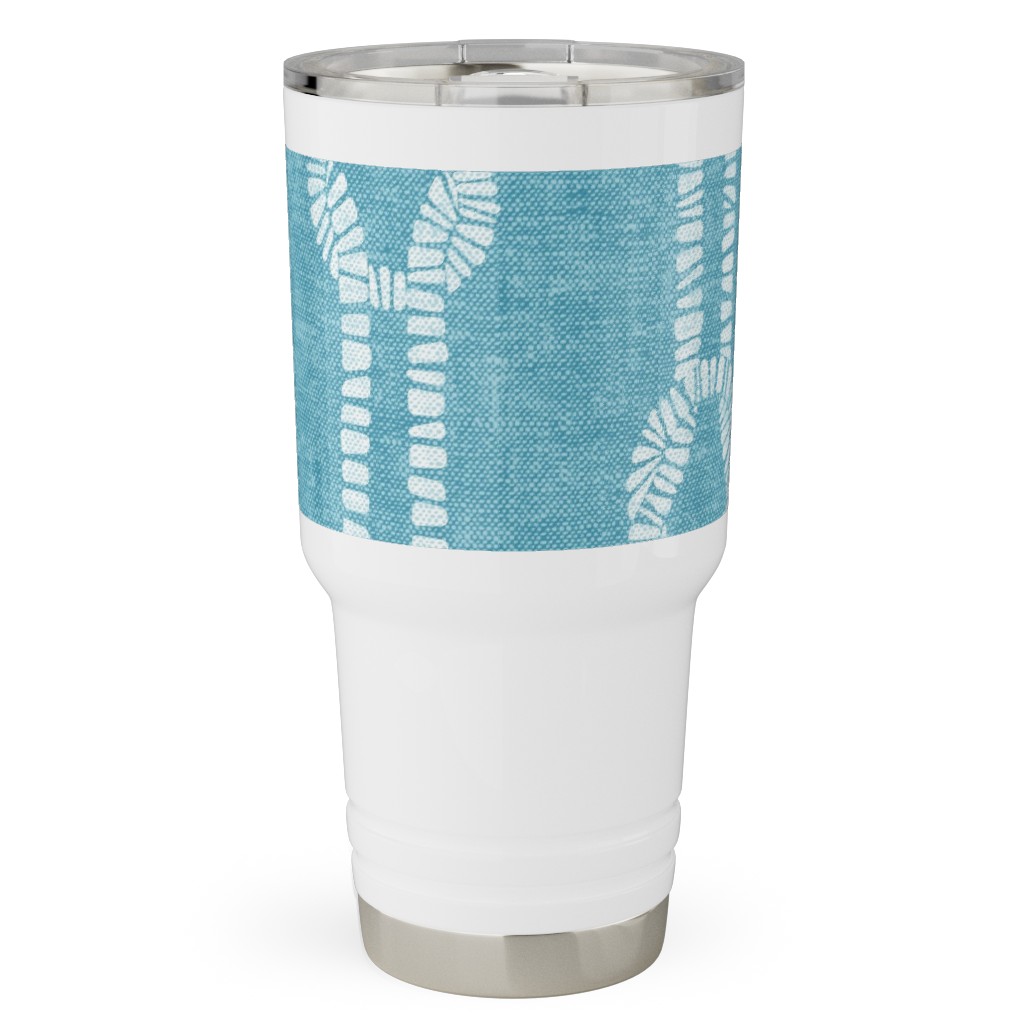 Nautical Coastal Square Rope Knots - Summer Blue Travel Tumbler, 30oz, Blue, True Blue