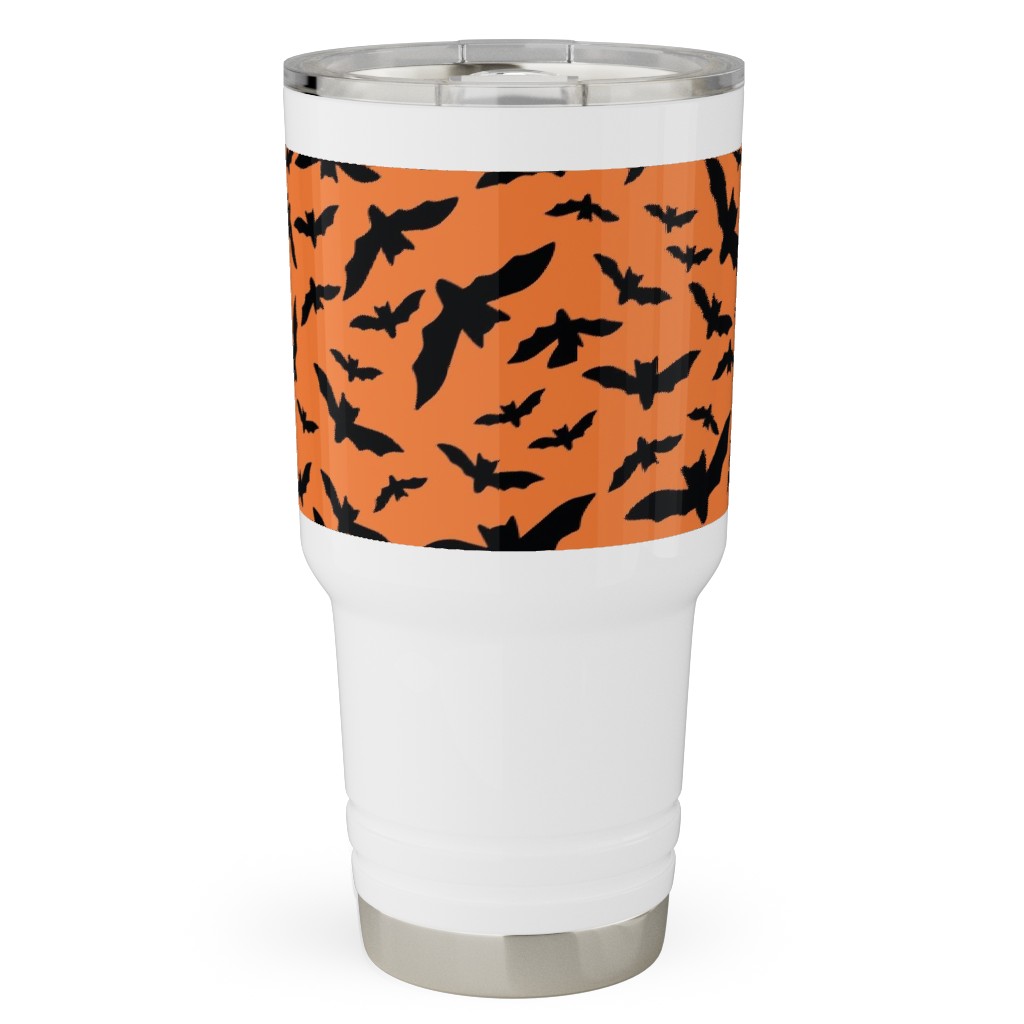 Halloween Black Bats Travel Tumbler, 30oz, Orange