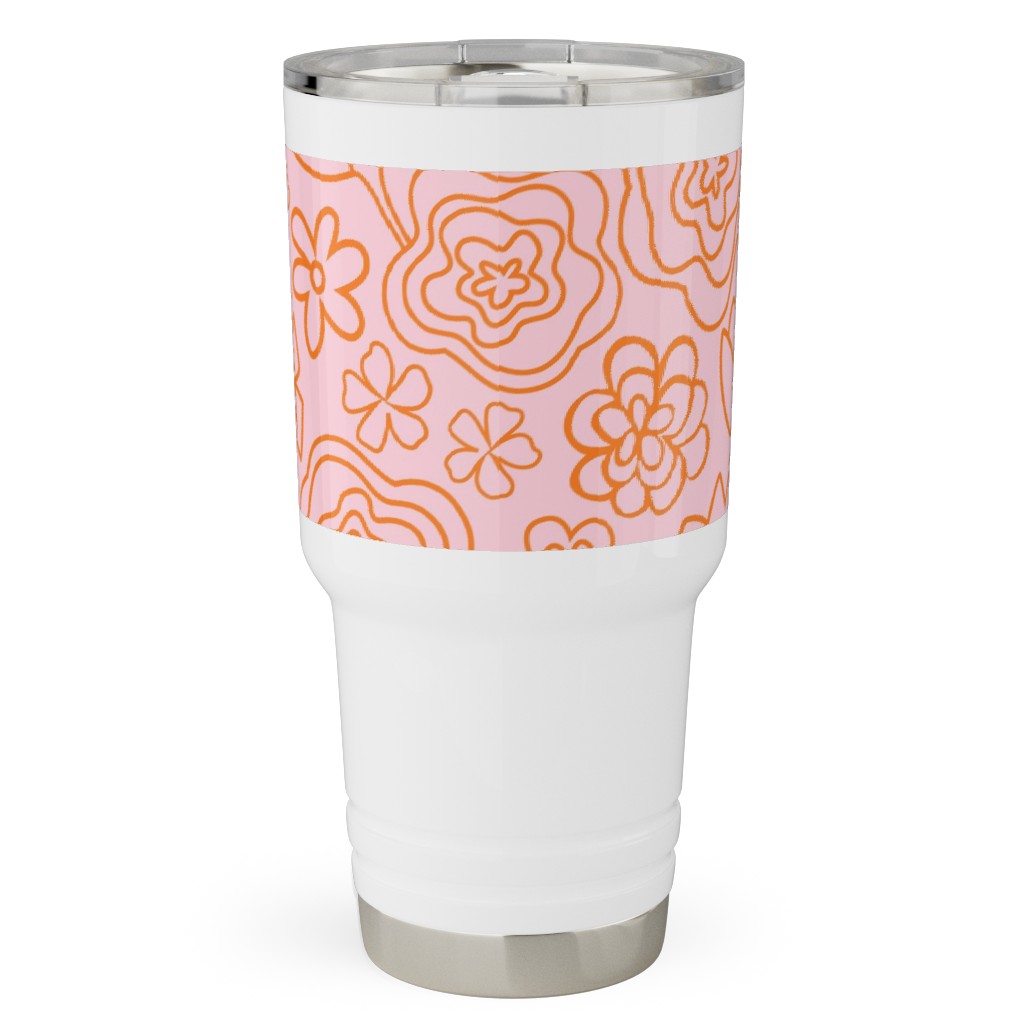 Flower Confetti - Pink Travel Tumbler, 30oz, Pink