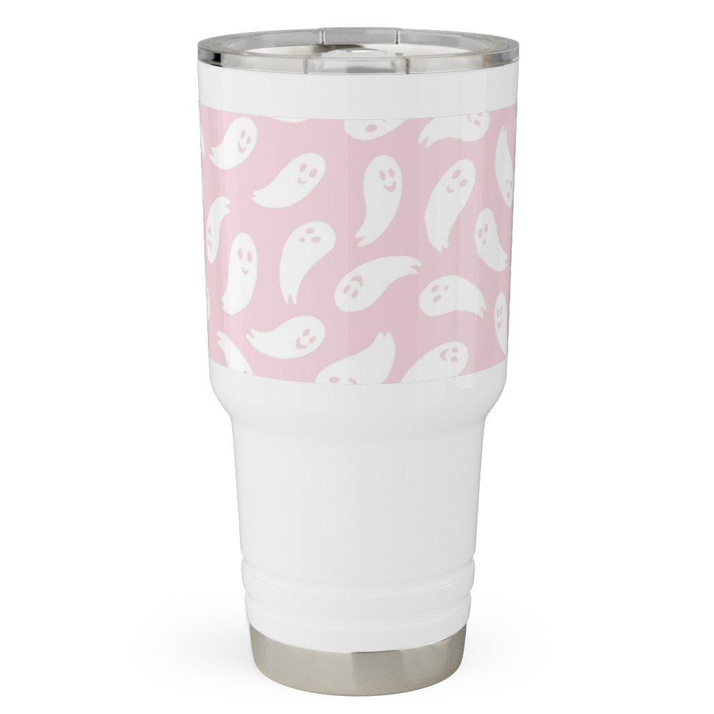 Happy Ghosts - Pink Travel Tumbler, 30oz, Pink, Bright Pink