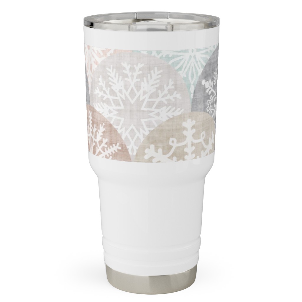 Winter Snowflake Scales - Neutral Travel Tumbler, 30oz, Beige