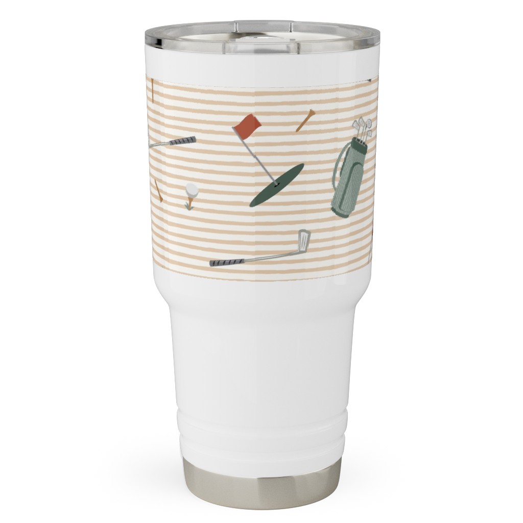 Tee Time - Neutral Travel Tumbler, 30oz, Beige, Pearl