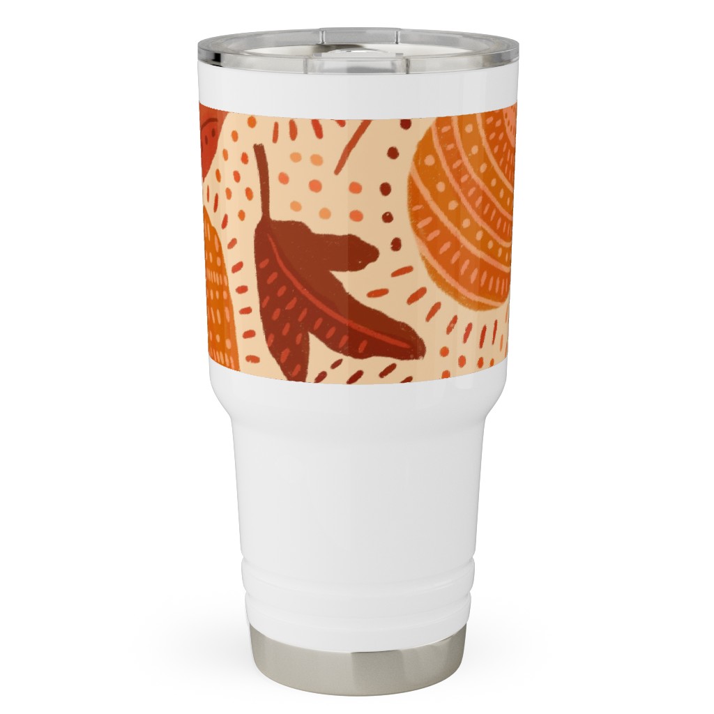 Autumn Mushrooms and Fallen Leaves Travel Tumbler, 30oz, Orange, Orange