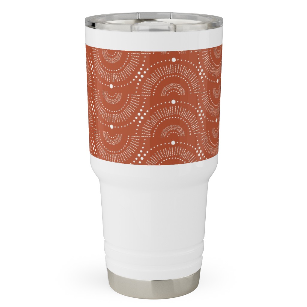 Rise and Shine - Boho Geometric - Terra Cotta Travel Tumbler, 30oz, Orange