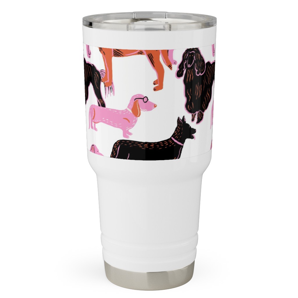 Goofy Dog Friends Travel Tumbler, 30oz, White, White