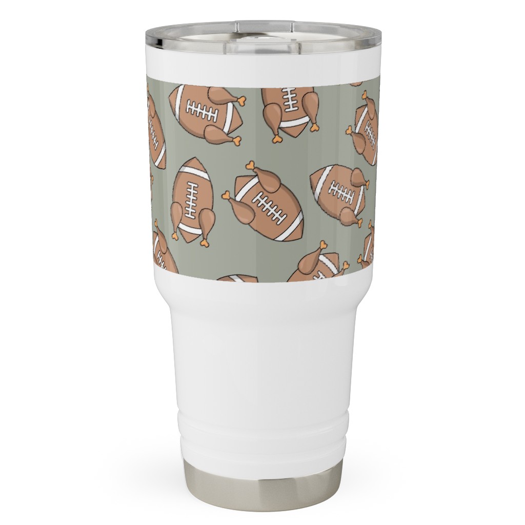 Turkey Football Travel Tumbler, 30oz, Beige