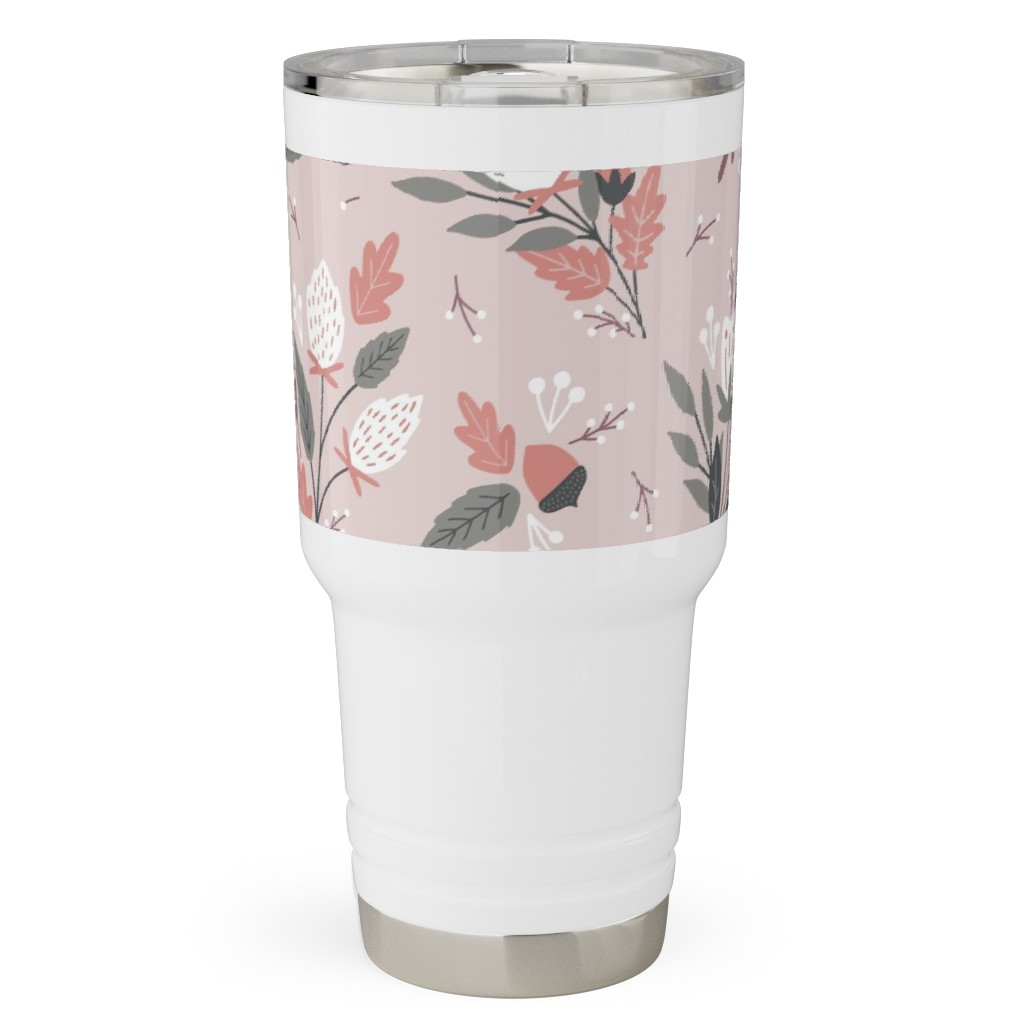 Fall Foliage - Pink Travel Tumbler, 30oz, Pink, Bright Pink