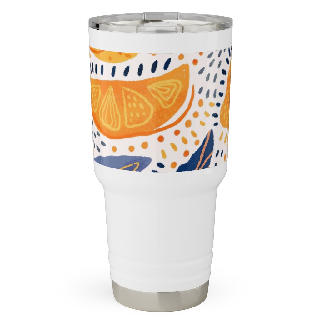 Give Me Those Lemons - Blue and Yellow Travel Tumbler, 30oz, Yellow