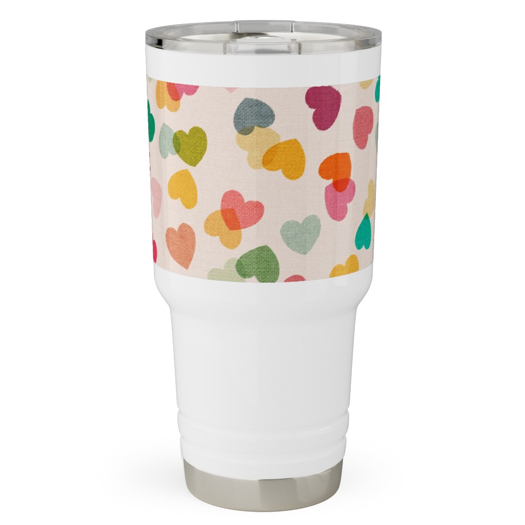 Heart Confetti - Pink Multi Travel Tumbler, 30oz, Multicolor