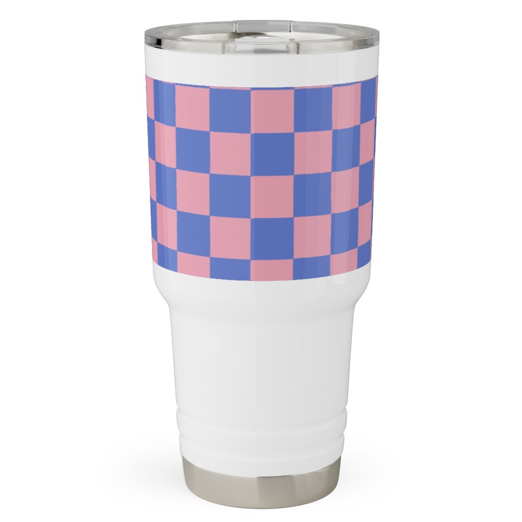 Fun Checkers - Pink and Purple Travel Tumbler, 30oz, Pink