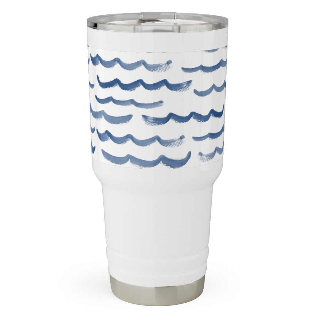 Ocean Waves Travel Tumbler, 30oz, White, Blue Lagoon