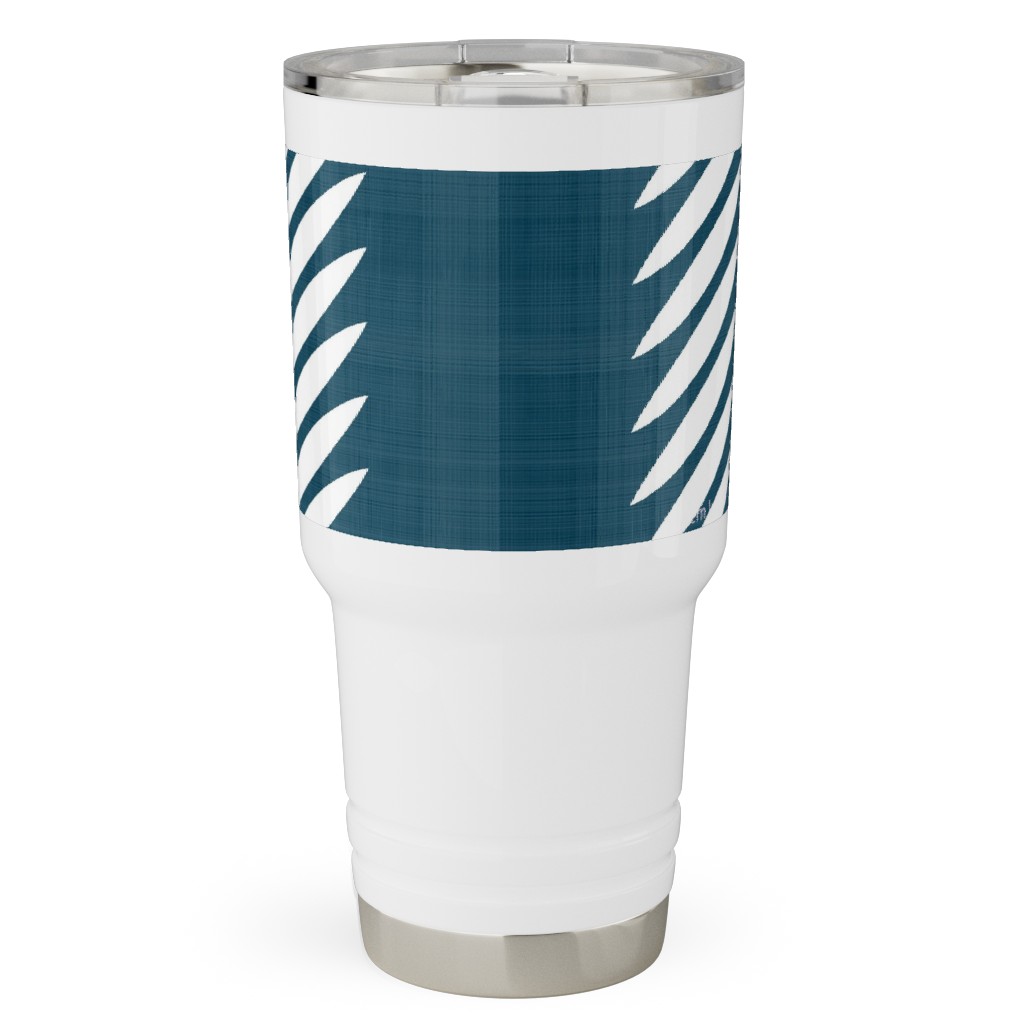 Laurel Leaf Stripe Travel Tumbler, 30oz, Blue