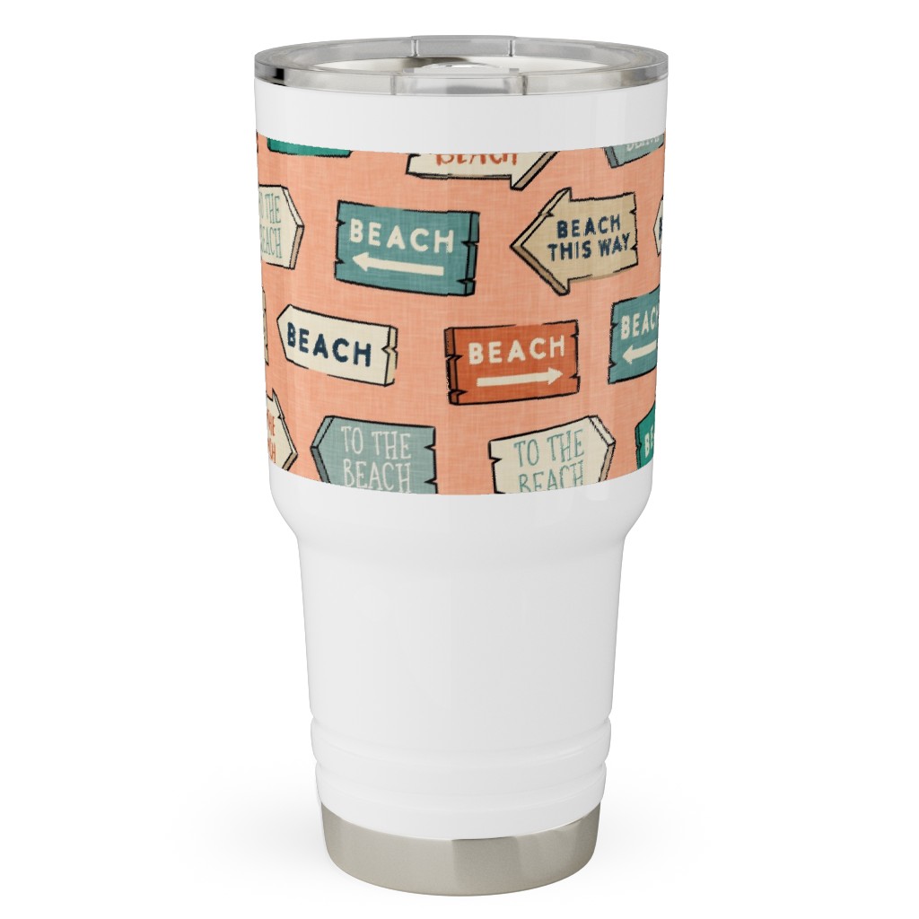 Beach Signs - To the Beach - Peach Travel Tumbler, 30oz, Orange, Orange