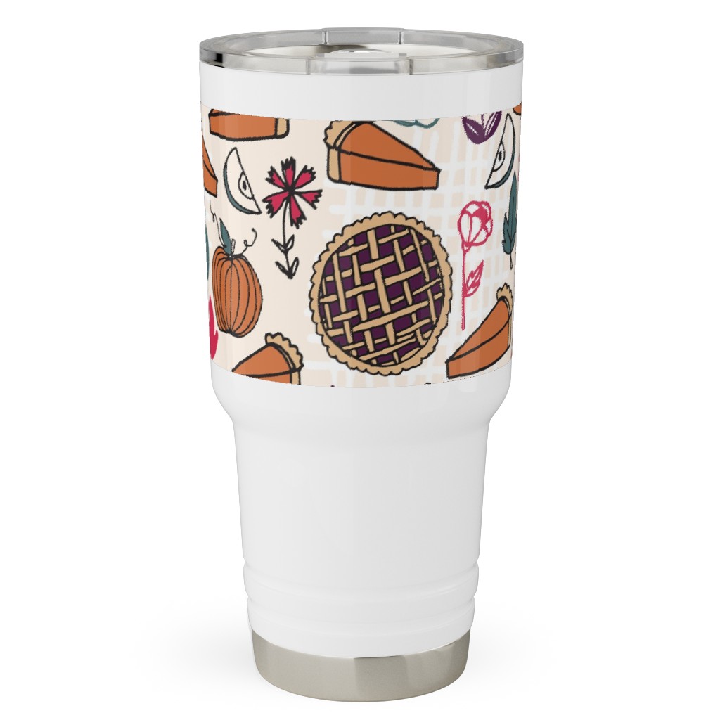 Thanksgiving Apple and Pumpkin Pies Travel Tumbler, 30oz, Multicolor
