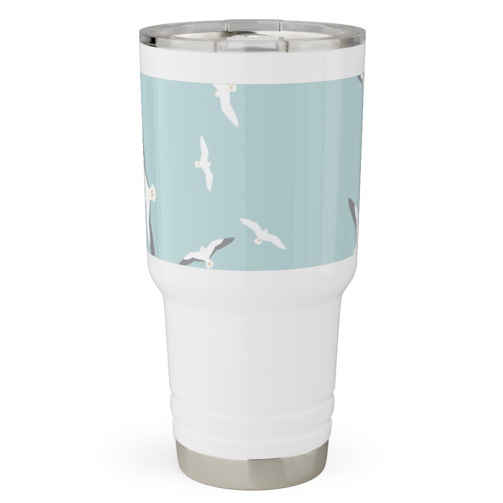 Flying Seagulls - Blue Travel Tumbler, 30oz, Blue, True Blue