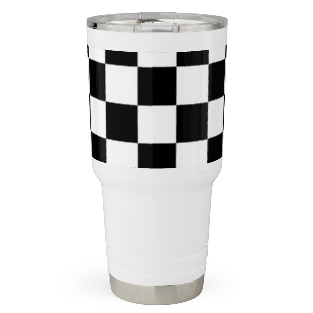 Checker - Black and White Travel Tumbler, 30oz, Black