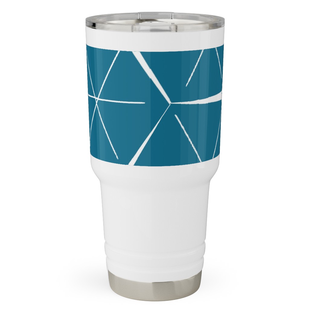 Hexagons - Blue Travel Tumbler, 30oz, Blue