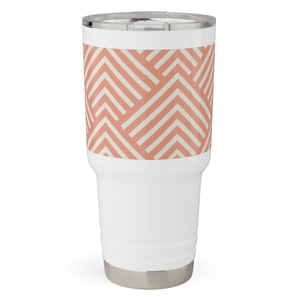 Mod Triangles - Blush Travel Tumbler, 30oz, Pink, Bright Pink