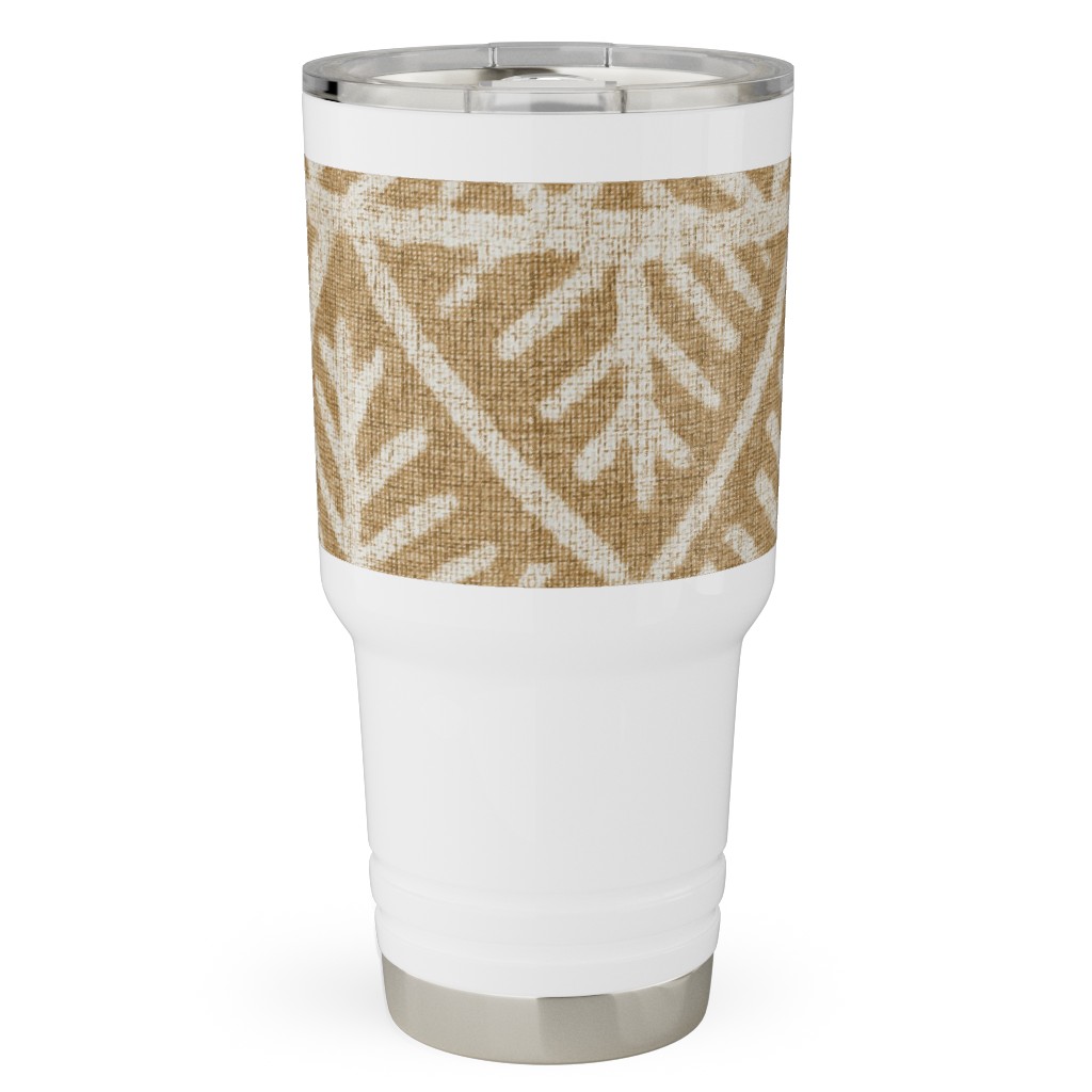 Textured Mudcloth Travel Tumbler, 30oz, Brown, Cafe