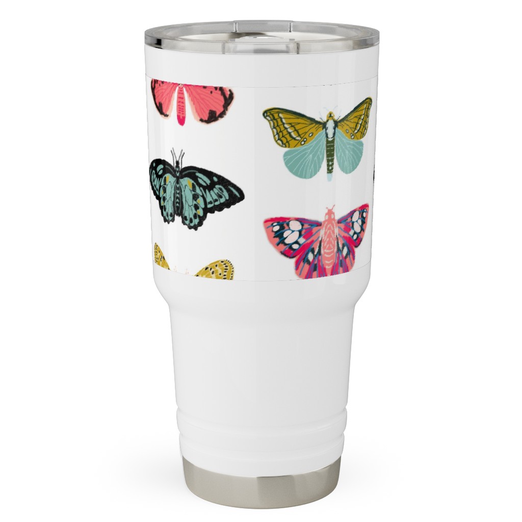 Moths and Butterflies Spring Garden - Light Travel Tumbler, 30oz, Multicolor