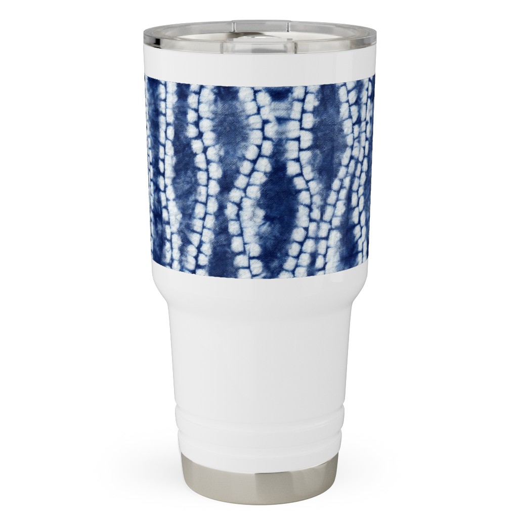 Shibori Ripples - Blue Travel Tumbler, 30oz, Blue, True Blue